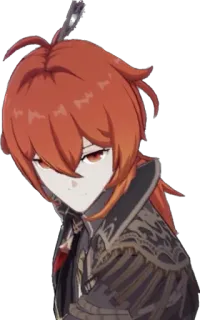 😡 Diluc Genshin Impact Diluc, Genshin Impact, gra, styl anime, rude włosy telegram sticker