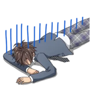 😑 anime, exhausted, sad, lying down, uniform, tired telegram sticker