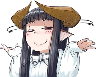 😌 anime, horns, smug, character, female, demon telegram sticker
