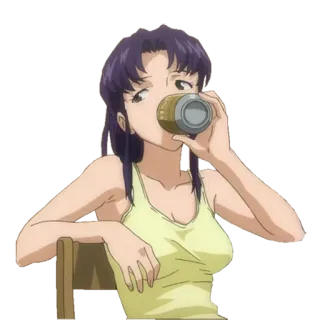 🍺 Misato Katsuragi Neon Genesis Evangelion Anime, Trinken, Frau, Charakter, Misato Katsuragi whatsapp sticker