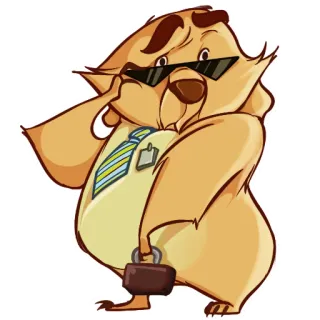 😎 animal, dessin animé, personnage, lunettes de soleil, porte-documents, cravate, affaires telegram sticker