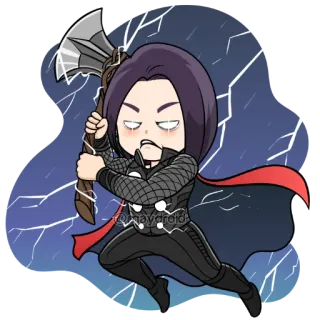🔨 @maydroid sticker, cartoon, character, lightning, axe telegram sticker