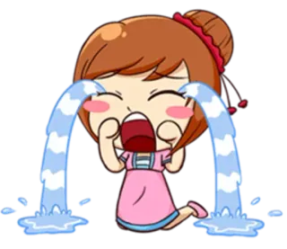 🤞 chorando, triste, desenho animado, lágrimas, menina whatsapp sticker