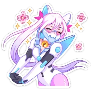 ☺️ Anime, Catgirl, Cyborg, Słodkie, Manga, Naklejka telegram sticker