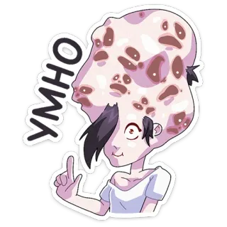 🤯 YMHO adesivo, desenho animado, personagem, dedo, cabeça, desenho, ilustração telegram sticker