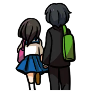 👫 Style anime, Uniforme scolaire, Marche, Couple, École telegram sticker