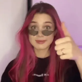 👍 woman, pink hair, sunglasses, thumbs up, portrait, person telegram sticker