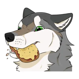 🐓 lobo, dibujo animado, animal, perro, pan, comida whatsapp sticker