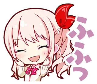 ☺️ ふふっ аниме, милый, счастливый, чиби, девушка whatsapp sticker
