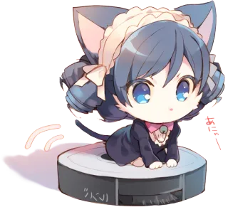 😸 あにー anime, cat, robot vacuum, cute, chibi, animal, illustration telegram sticker