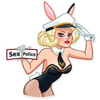 👮‍♀️ Sex Police женщина, полиция, кролик, сексуальная, костюм telegram sticker