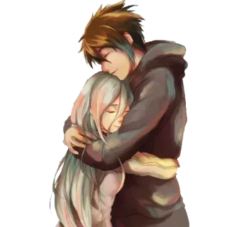 🖤 câlin, couple, amour, anime, amitié, affection, romance telegram sticker