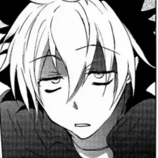 🤨 Anime, Manga, Retrato, Personaje, Monocromo whatsapp sticker
