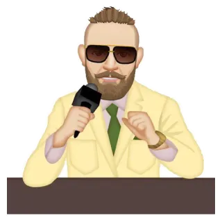 🎤 Conor McGregor Conor McGregor, microphone, costume, combattant, sport, célébrité telegram sticker