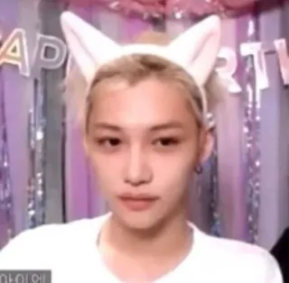 😒 아이엔 person, cute, teenager, cat ears, kpop, idol telegram sticker