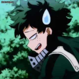 🥦 Izuku Midoriya My Hero Academia KIRISHIMA Anime, My Hero Academia, Izuku Midoriya, Deku, Nervoso, Sudore telegram sticker