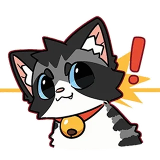 ❗️ cat, cute, sticker, exclamation, kawaii, cartoon cat, pet, animal whatsapp sticker