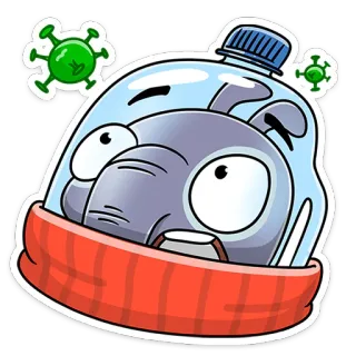 🦠 Dibujo animado, Animal, Virus, Covid, Pandemia, Protegido telegram sticker
