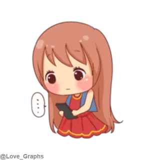 😐 chibi, lindo, anime, chica, dibujos animados, confundido, pregunta telegram sticker