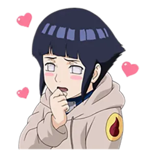 ⚡️ Hinata Hyuga Naruto anime, cute, hearts, shy, ninja whatsapp sticker