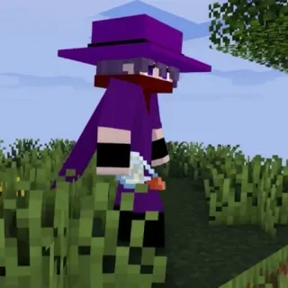 🙃 minecraft, viola, cappello, sciarpa, videogioco telegram sticker