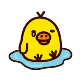 😿 anatra, carino, animale, cartone animato, giallo, acqua, bagno, kawaii telegram sticker