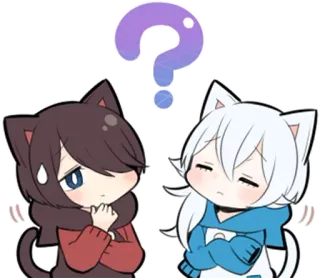 ❓ Anime, Gato, Pregunta, Lindo, Kawaii telegram sticker