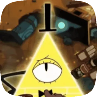 👁 Bill Cipher Gravity Falls bill cipher, gravity falls, dibujos animados, serie de tv, animado, amarillo, triángulo whatsapp sticker