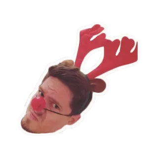 🦌 クリスマス, トナカイ, ホリデー, 赤い鼻, 角, ポートレート telegram sticker