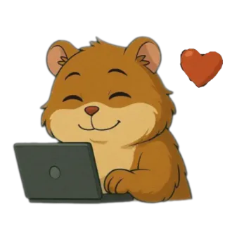 🧸 หมี, แล็ปท็อป, หัวใจ, การ์ตูน, สัตว์, น่ารัก telegram sticker