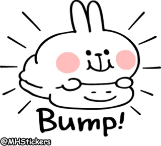 💥 Bump! conejo, lindo, golpe, animal, dibujos animados whatsapp sticker
