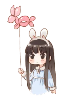 🎈 可爱, 女孩, 气球, 兔子, Q版, 卡通 telegram sticker