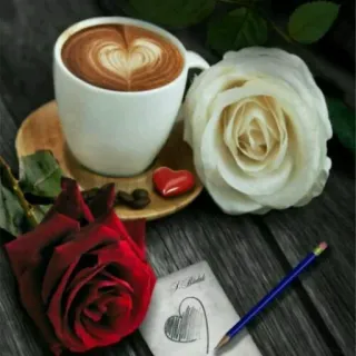 ☕️ caffè, latte art, rosa, fiore, cuore, amore, romanticismo, san valentino telegram sticker