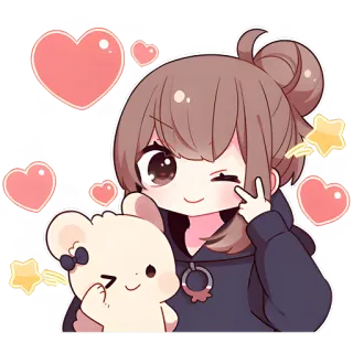 ✌️ kawaii, anime, hart, schattig, meisje, teddybeer, ster telegram sticker