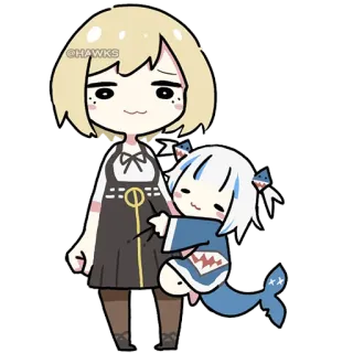❤️ ©HAWKS Cartone animato, Anime, Carino, Chibi, Squalo whatsapp sticker
