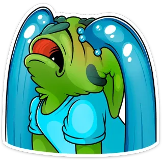 😭 chorando, triste, lágrimas, emoção, desenho animado, verde, chateado, sentimento whatsapp sticker