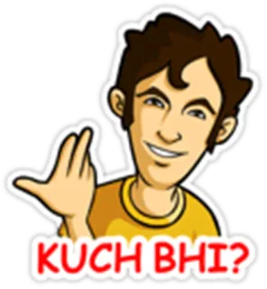 😳 KUCH BHI? cartone animato, domanda, hindi, testo telegram sticker