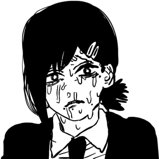 😭 슬픈, 우는, 애니, 만화, 감정적인, 눈물, 흑백 telegram sticker