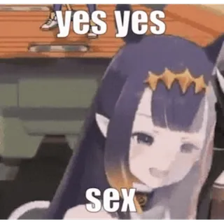 🐙 yes yes sex Meme, Lustig, Text, Ja, Vtuber telegram sticker