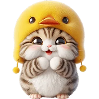 😁 cat, kitten, cute, animal, duck, hat, cartoon, sticker whatsapp sticker