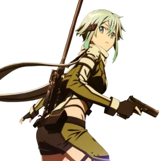😶 Sinon Sword Art Online anime, sniper, girl, gun, rifle, weapon telegram sticker
