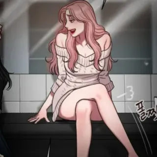 👙 폴짝 frau, sitzen, kleid, cartoon, kunstwerk telegram sticker