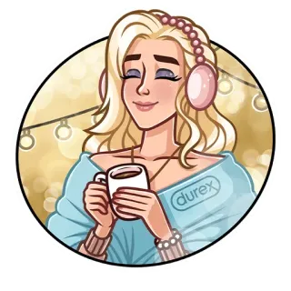 🎧 durex frau, kopfhörer, kaffee, durex, aufkleber whatsapp sticker