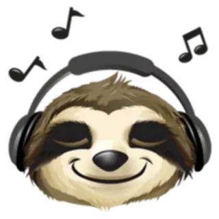 🎧 preguiça, música, fones de ouvido, animal, fofo, desenho animado whatsapp sticker