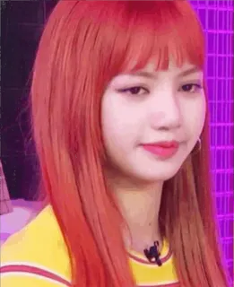 🍊 Lisa vrouw, persoon, rood haar, glimlach, kpop, zangeres, danseres telegram sticker