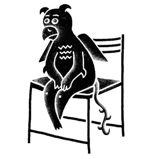 😒 griffon, créature mythique, chaise, assis, animal, art, illustration, dessin telegram sticker