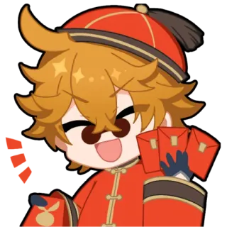 😄 Anime, Dibujo animado, Personaje, Feliz, Sonriendo, Rojo, Asiático whatsapp sticker
