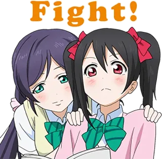 👩‍❤️‍👩 Fight! Anime, Walka, Kreskówki, Dziewczyny, Przyjaciele, Zachęta telegram sticker