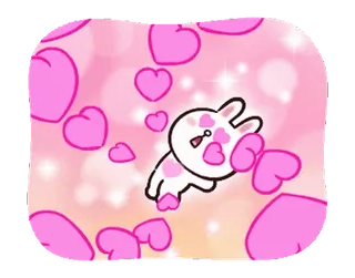 😍 coelho, corações, amor, fofo, desenho animado telegram sticker