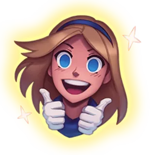 👍 좋아요, 승인, 긍정적, 만화, 소녀, 반짝이 telegram sticker
